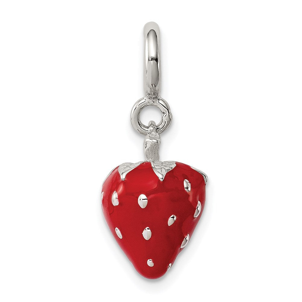 Sterlingsilber Rhodiniert Rot Emailliert Strawberry Charm