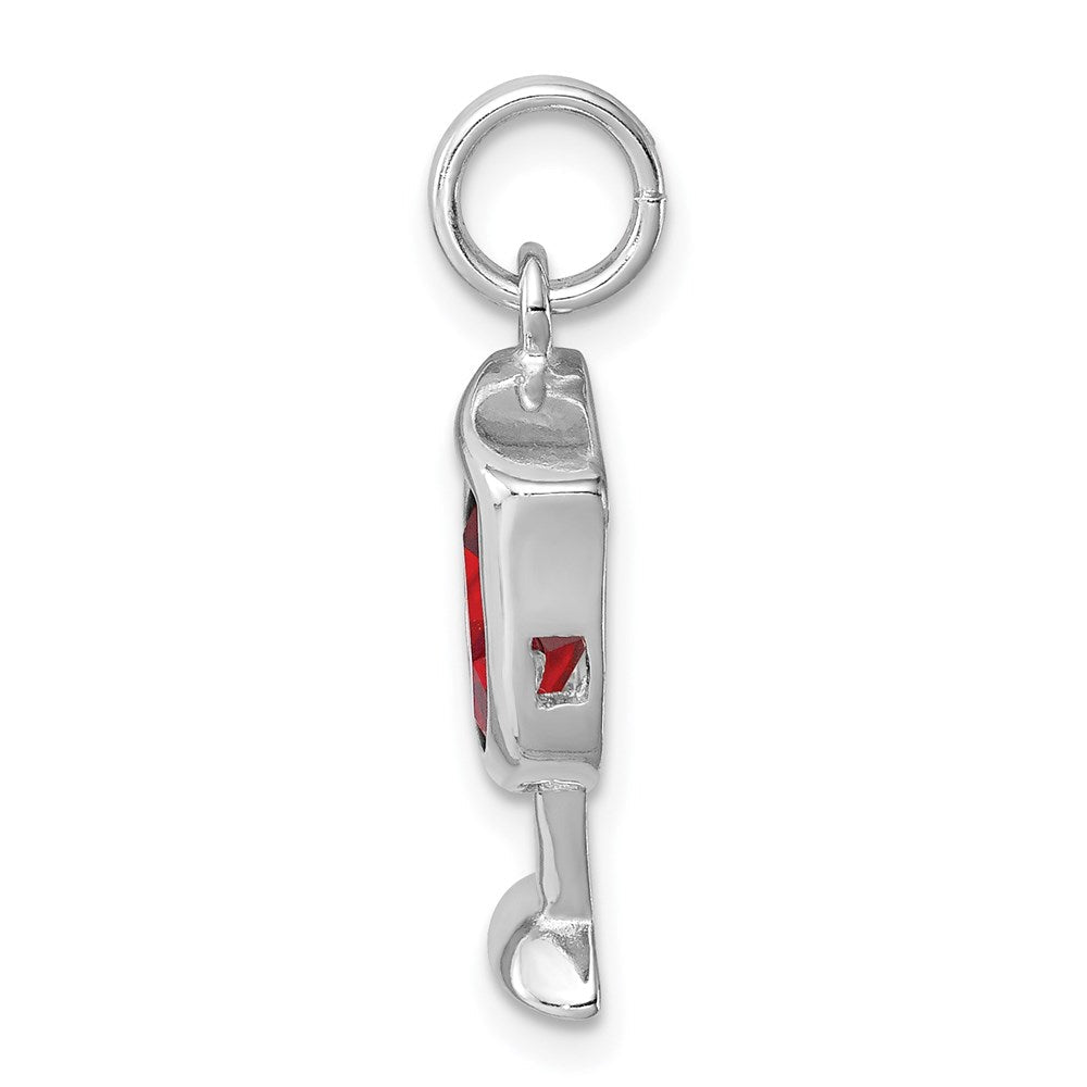 Sterlingsilber Rhodiniert Rot Zirkonia Wine Glas Charm