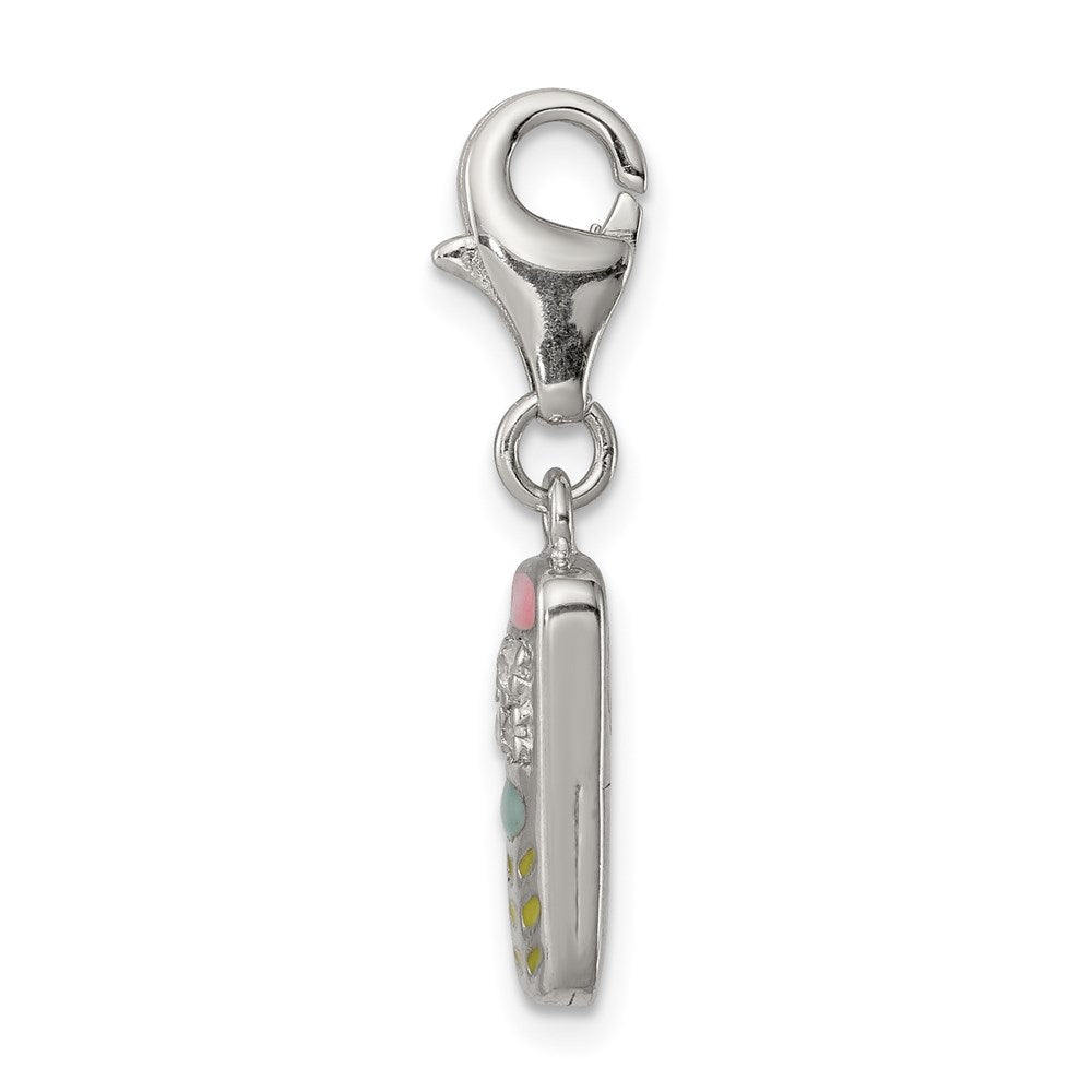 Sterlingsilber Rhodiniert Emailliert und Zirkonia Cell Phone Charm