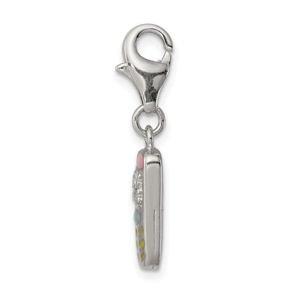 Sterlingsilber Rhodiniert Emailliert und Zirkonia Cell Phone Charm