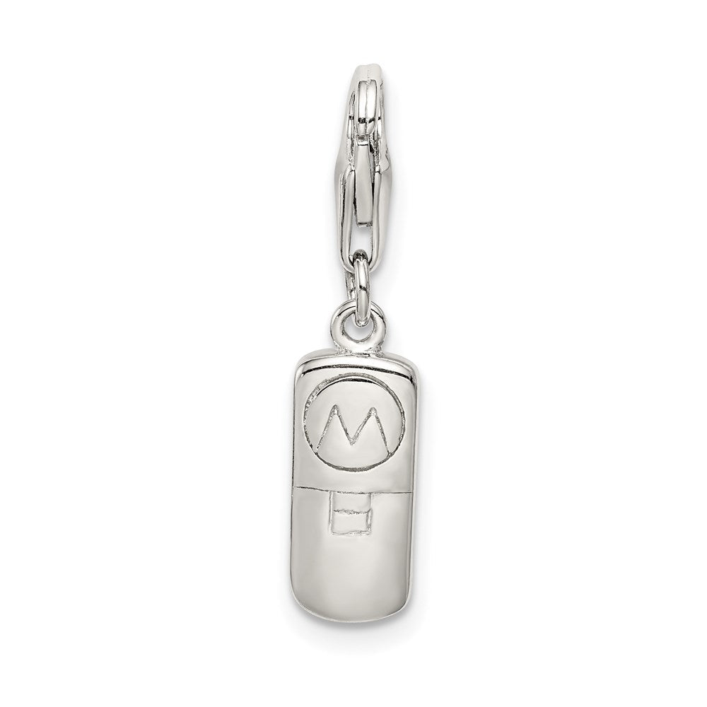 Sterlingsilber Rhodiniert Emailliert und Zirkonia Cell Phone Charm