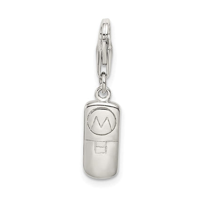 Sterlingsilber Rhodiniert Emailliert und Zirkonia Cell Phone Charm