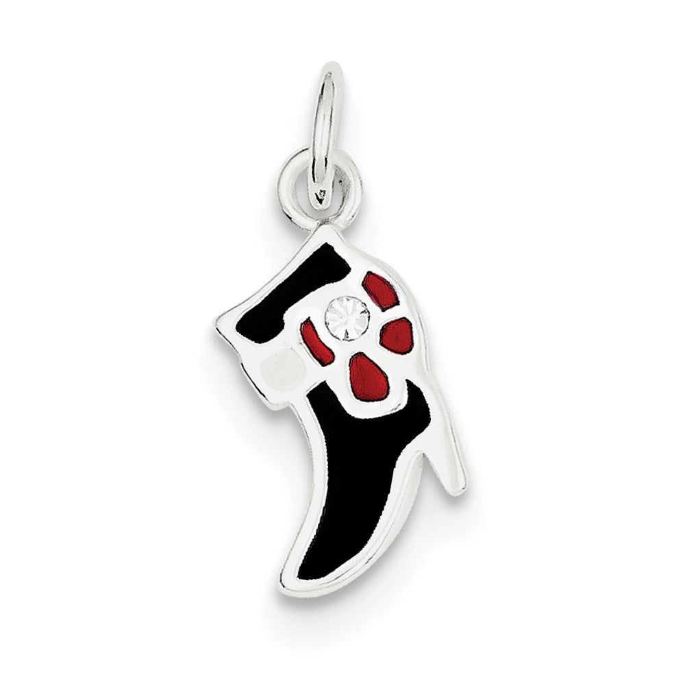Sterlingsilber Schwarz & Rot Emailliert Boot Charm