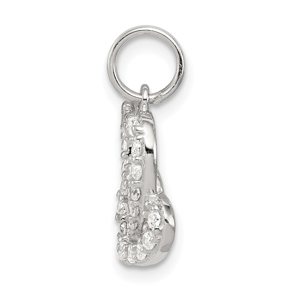 Sterlingsilber Rhodiniert Zirkonia Interlocking Herzen Charm