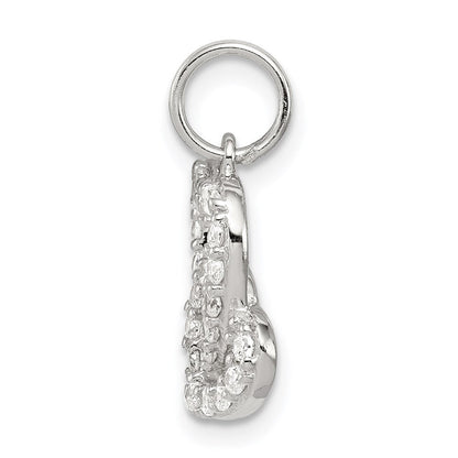 Sterlingsilber Rhodiniert Zirkonia Interlocking Herzen Charm
