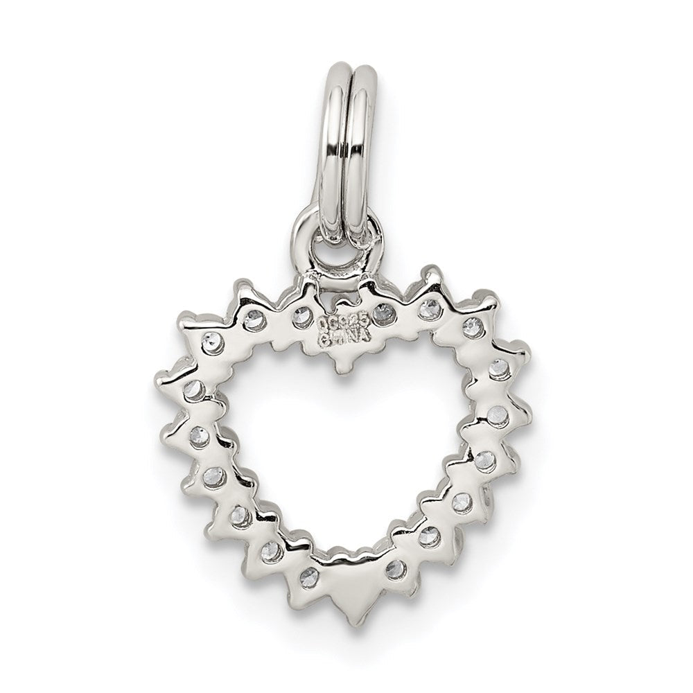 Sterlingsilber Rhodiniert Zirkonia Herz Charm