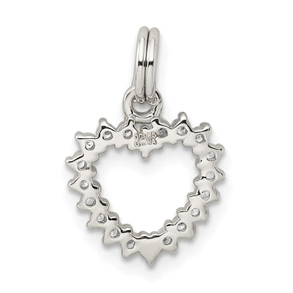 Sterlingsilber Rhodiniert Zirkonia Herz Charm