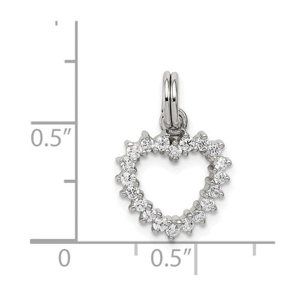 Sterlingsilber Rhodiniert Zirkonia Herz Charm