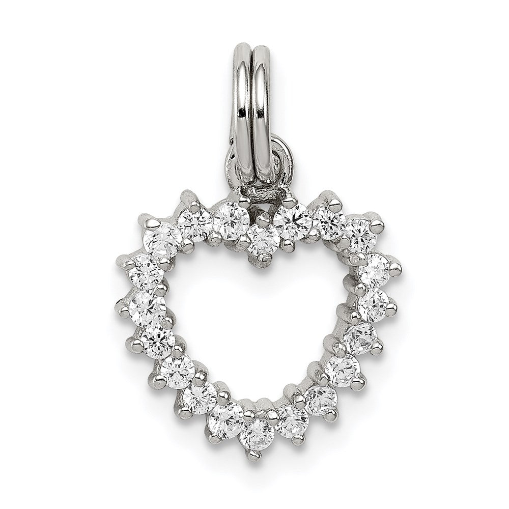 Sterlingsilber Rhodiniert Zirkonia Herz Charm