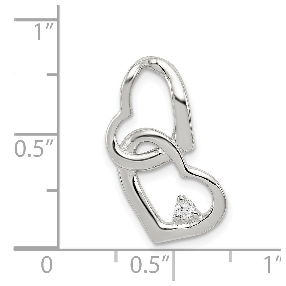 Sterlingsilber Rhodiniert Zirkonia Herzen Anhänger