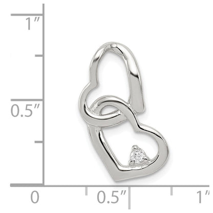 Sterlingsilber Rhodiniert Zirkonia Herzen Anhänger
