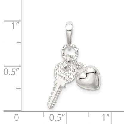 Sterlingsilber Herz mit Key Charm
