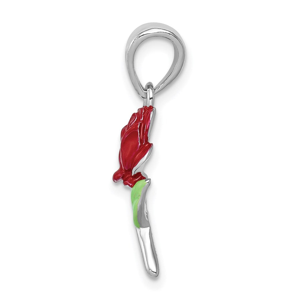 Sterlingsilber Rhodium-platedenamel Blume Charm