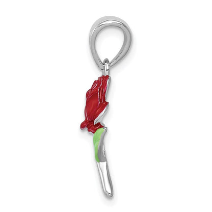 Sterlingsilber Rhodium-platedenamel Blume Charm
