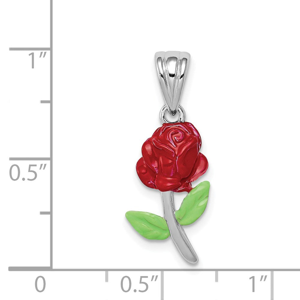 Sterlingsilber Rhodium-platedenamel Blume Charm