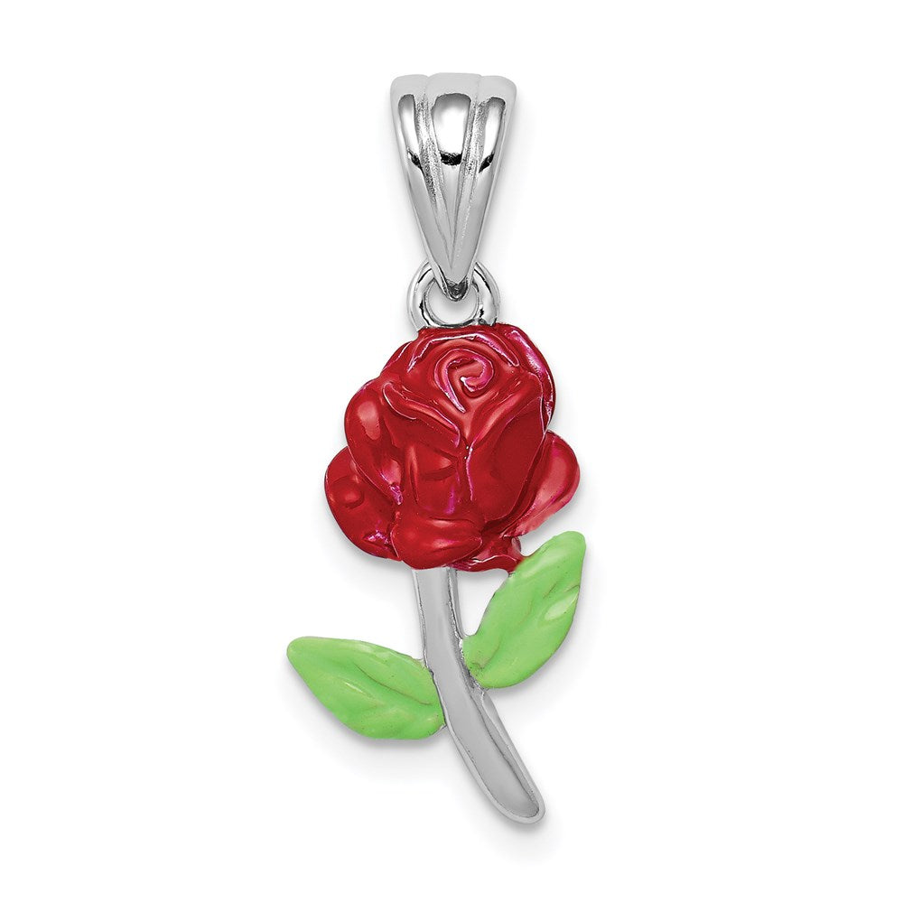 Sterlingsilber Rhodium-platedenamel Blume Charm