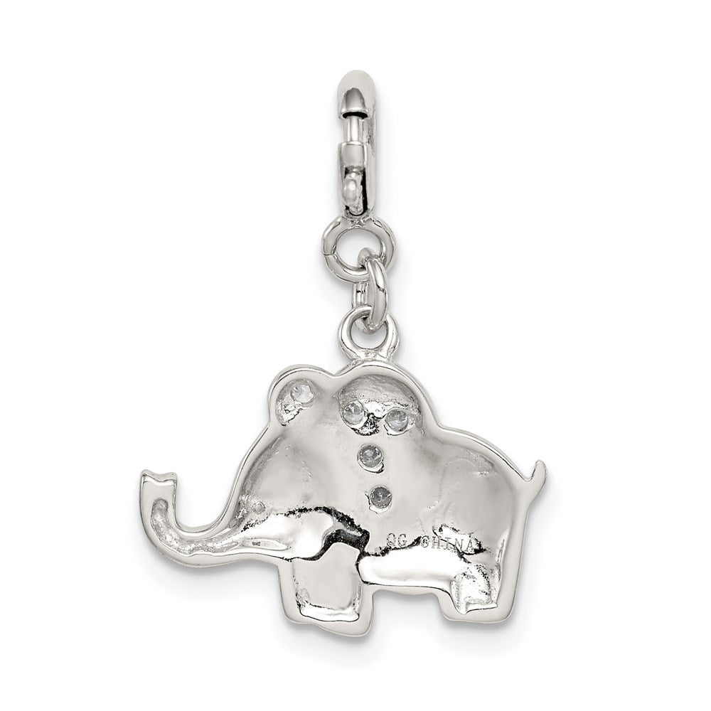Sterlingsilber Rhodiniert Emailliert mit Zirkonia Elefant Charm