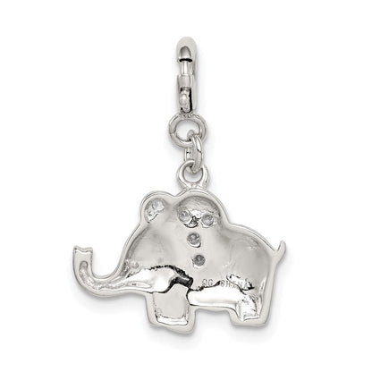 Sterlingsilber Rhodiniert Emailliert mit Zirkonia Elefant Charm