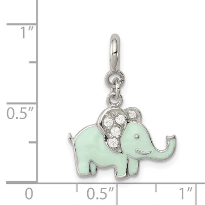 Sterlingsilber Rhodiniert Emailliert mit Zirkonia Elefant Charm