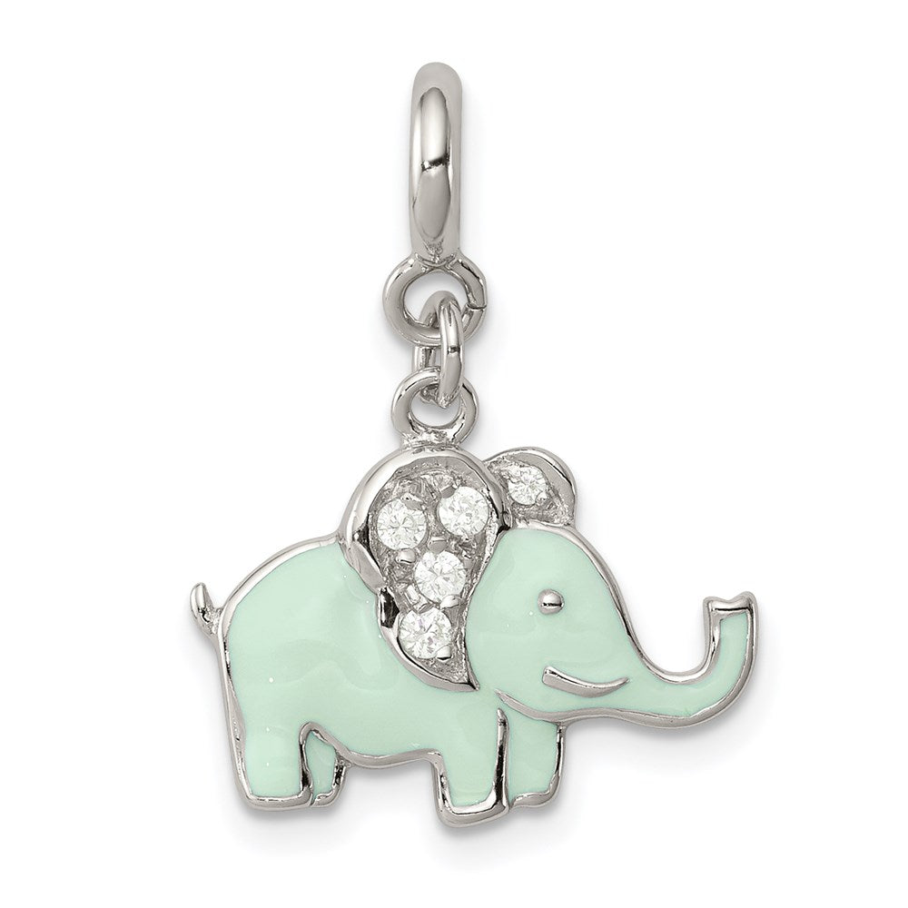 Sterlingsilber Rhodiniert Emailliert mit Zirkonia Elefant Charm