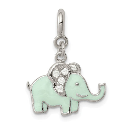 Sterlingsilber Rhodiniert Emailliert mit Zirkonia Elefant Charm