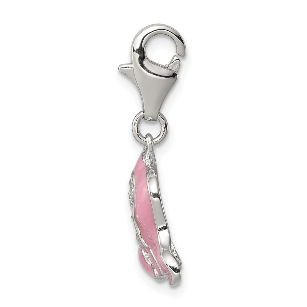 Sterlingsilber Rhodiniert Rosa Emailliert Zirkonia Elefant Charm