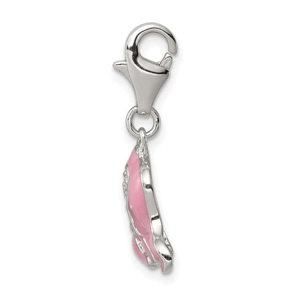 Sterlingsilber Rhodiniert Rosa Emailliert Zirkonia Elefant Charm