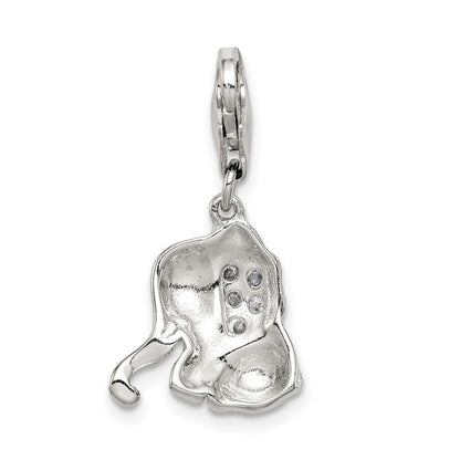 Sterlingsilber Rhodiniert Rosa Emailliert Zirkonia Elefant Charm