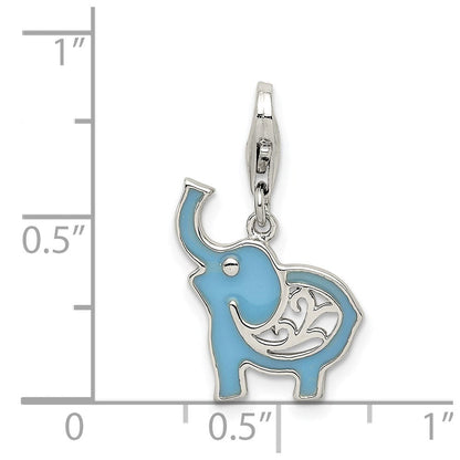 Sterlingsilber Rhodiniert Blau Emailliert Elefant Charm