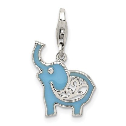 Sterlingsilber Rhodiniert Blau Emailliert Elefant Charm
