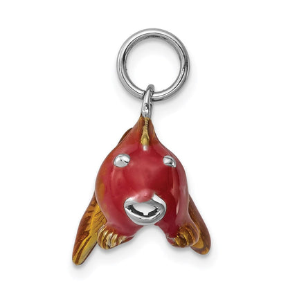Sterlingsilber Rhodium-platedenamel Goldfish Charm