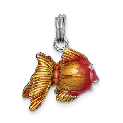 Sterlingsilber Rhodium-platedenamel Goldfish Charm