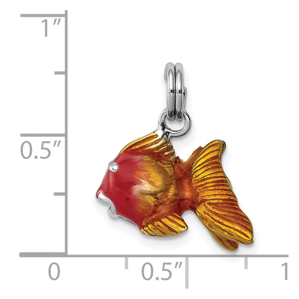 Sterlingsilber Rhodium-platedenamel Goldfish Charm