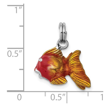 Sterlingsilber Rhodium-platedenamel Goldfish Charm