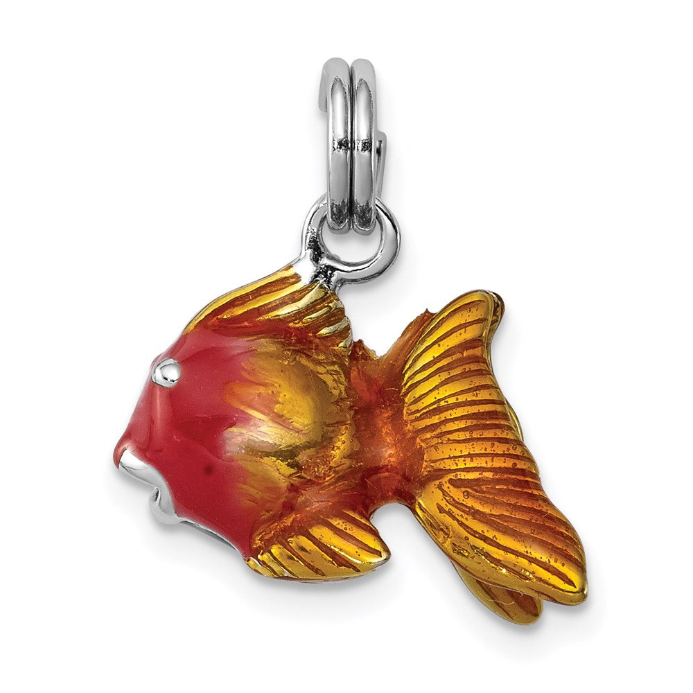 Sterlingsilber Rhodium-platedenamel Goldfish Charm