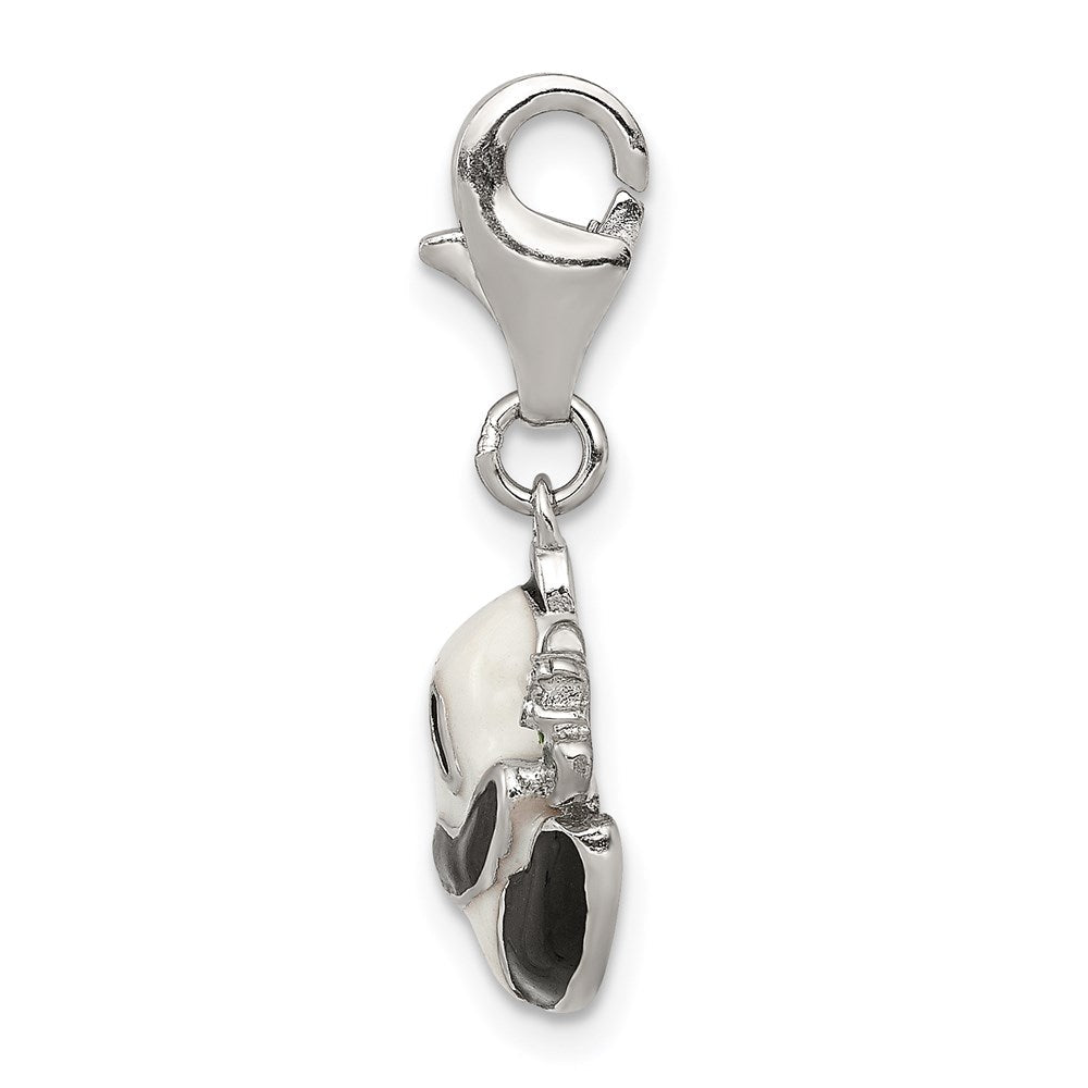 Sterlingsilber Rhodiniert Zirkonia Emaille Panda Charm mit Karabinerverschluss