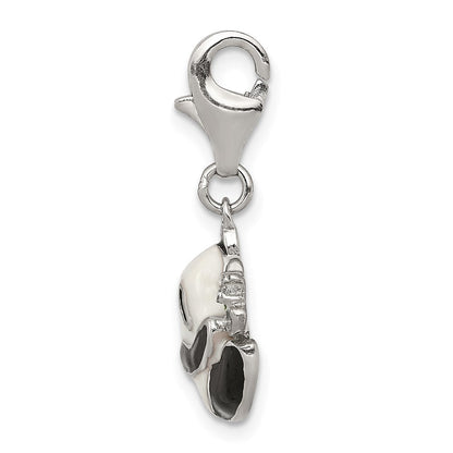 Sterlingsilber Rhodiniert Zirkonia Emaille Panda Charm mit Karabinerverschluss
