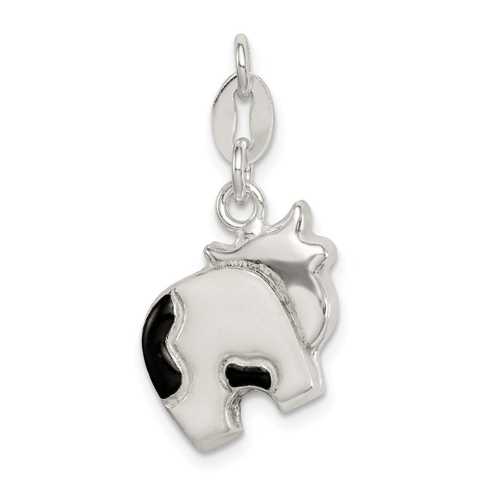 Sterlingsilber Emailliert Cow Charm