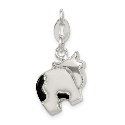 Sterlingsilber Emailliert Cow Charm