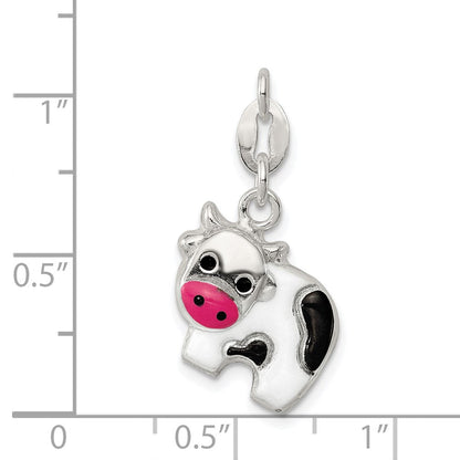 Sterlingsilber Emailliert Cow Charm