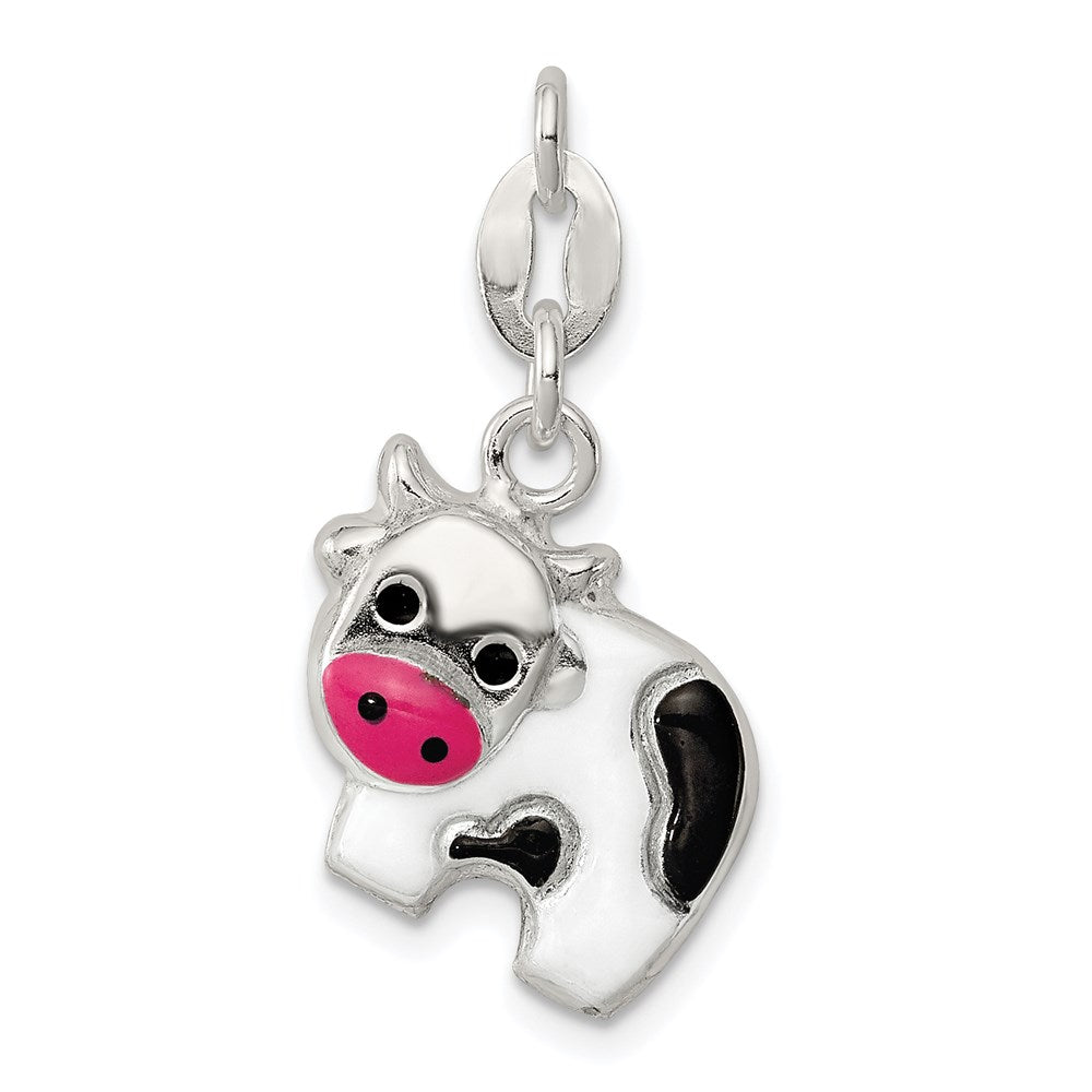 Sterlingsilber Emailliert Cow Charm