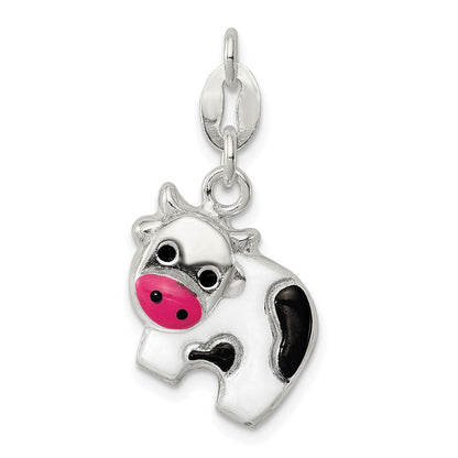 Sterlingsilber Emailliert Cow Charm