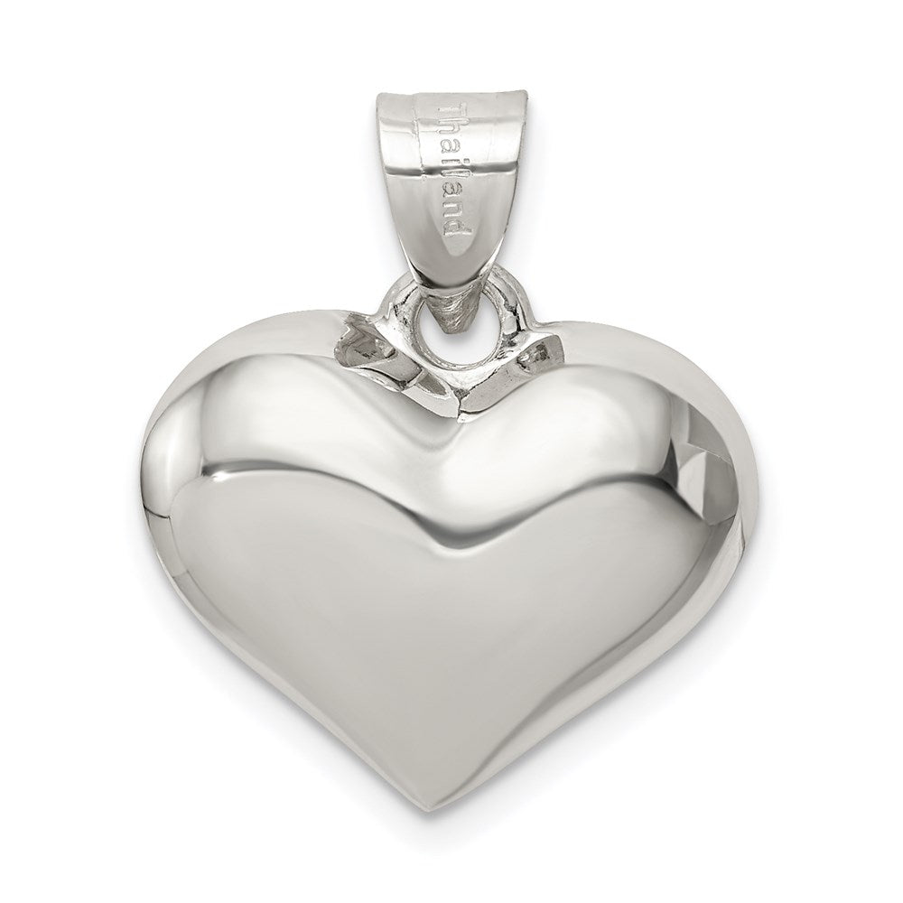 Sterlingsilber Rhodiniert Gewölbt Herz Charm