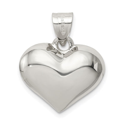 Sterlingsilber Rhodiniert Gewölbt Herz Charm