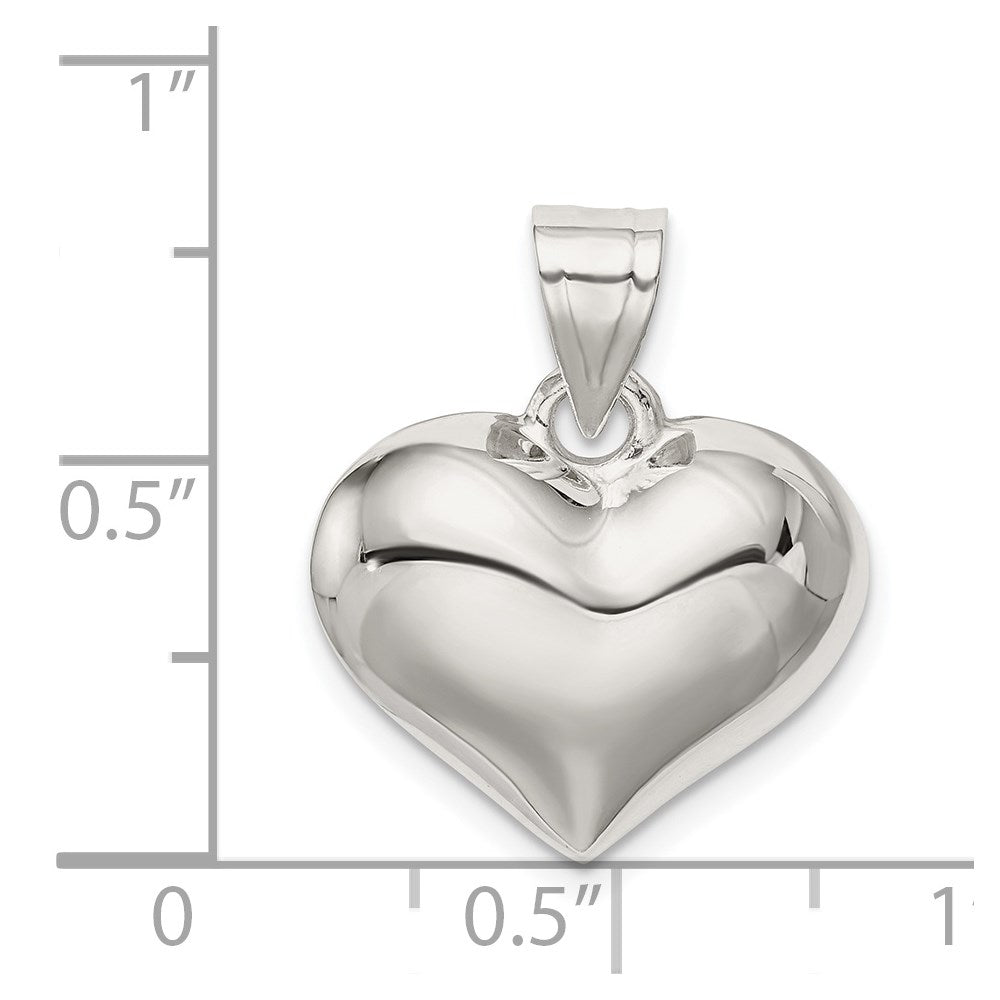 Sterlingsilber Rhodiniert Gewölbt Herz Charm