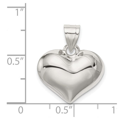 Sterlingsilber Rhodiniert Gewölbt Herz Charm