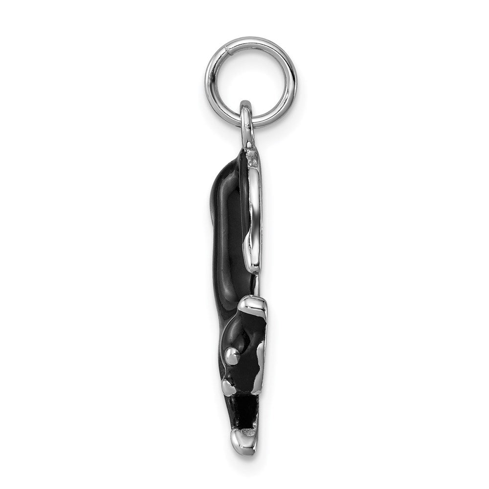 Sterlingsilber Rhodium-platedblack Emaille Katze Charm