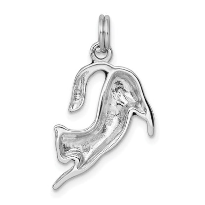 Sterlingsilber Rhodium-platedblack Emaille Katze Charm