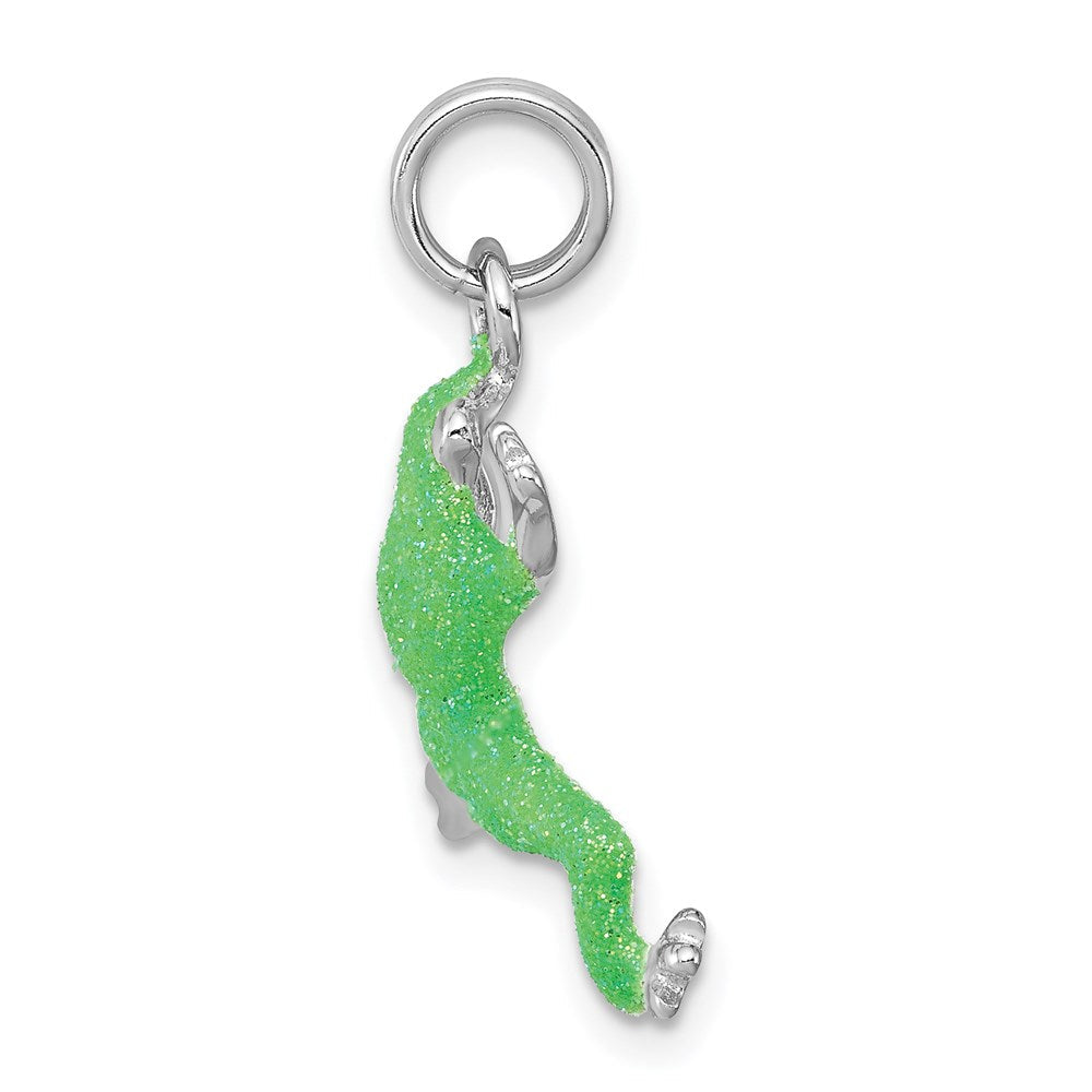 Sterlingsilber Rhodium-platedgreen Emaille Frosch Charm