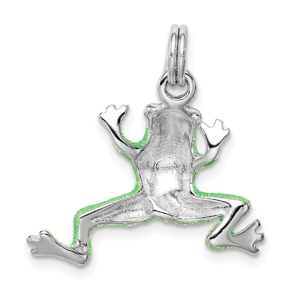 Sterlingsilber Rhodium-platedgreen Emaille Frosch Charm
